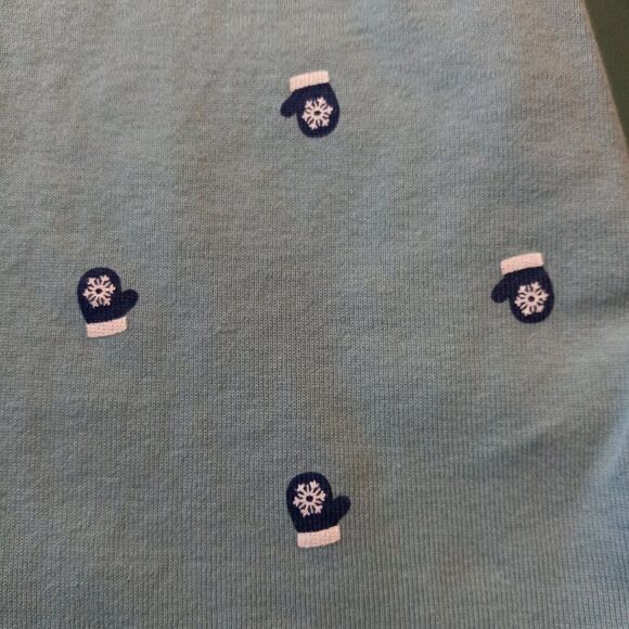 CJ Banks 1X Cotton Blue Mitten w/Snowflake 3/4 sleeve Top Cottagecore - Picture 3 of 7